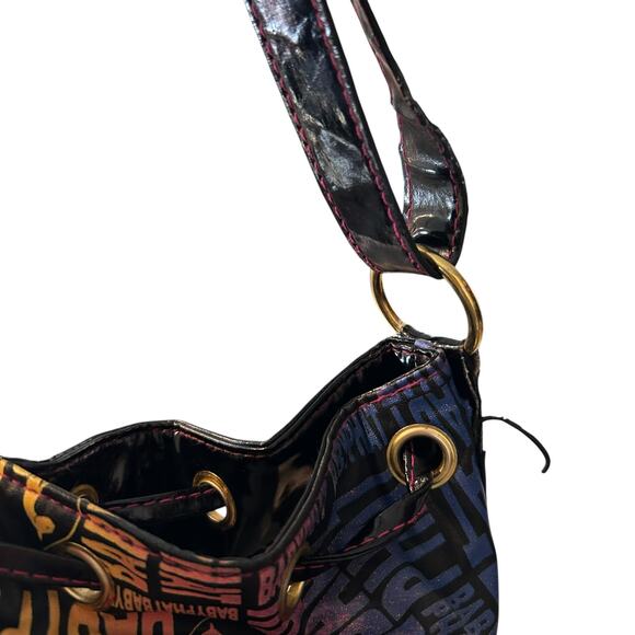 Vintage Y2K BabyPhat Shoulder Bag Black Multicolor Logo Print Adjustable Strap - Picture 6 of 16